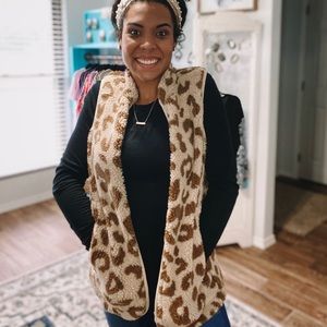 Leopard Sherpa Vest